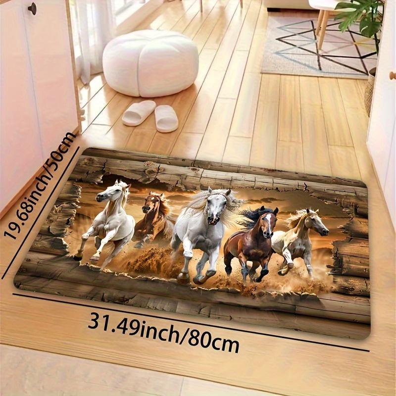 

VIKAMA Galloping Horse Wall-Breaking Printed Rug Living Room & Bedroom Rug Indoor Doormat Machine Washable Home Decor 40x60cm