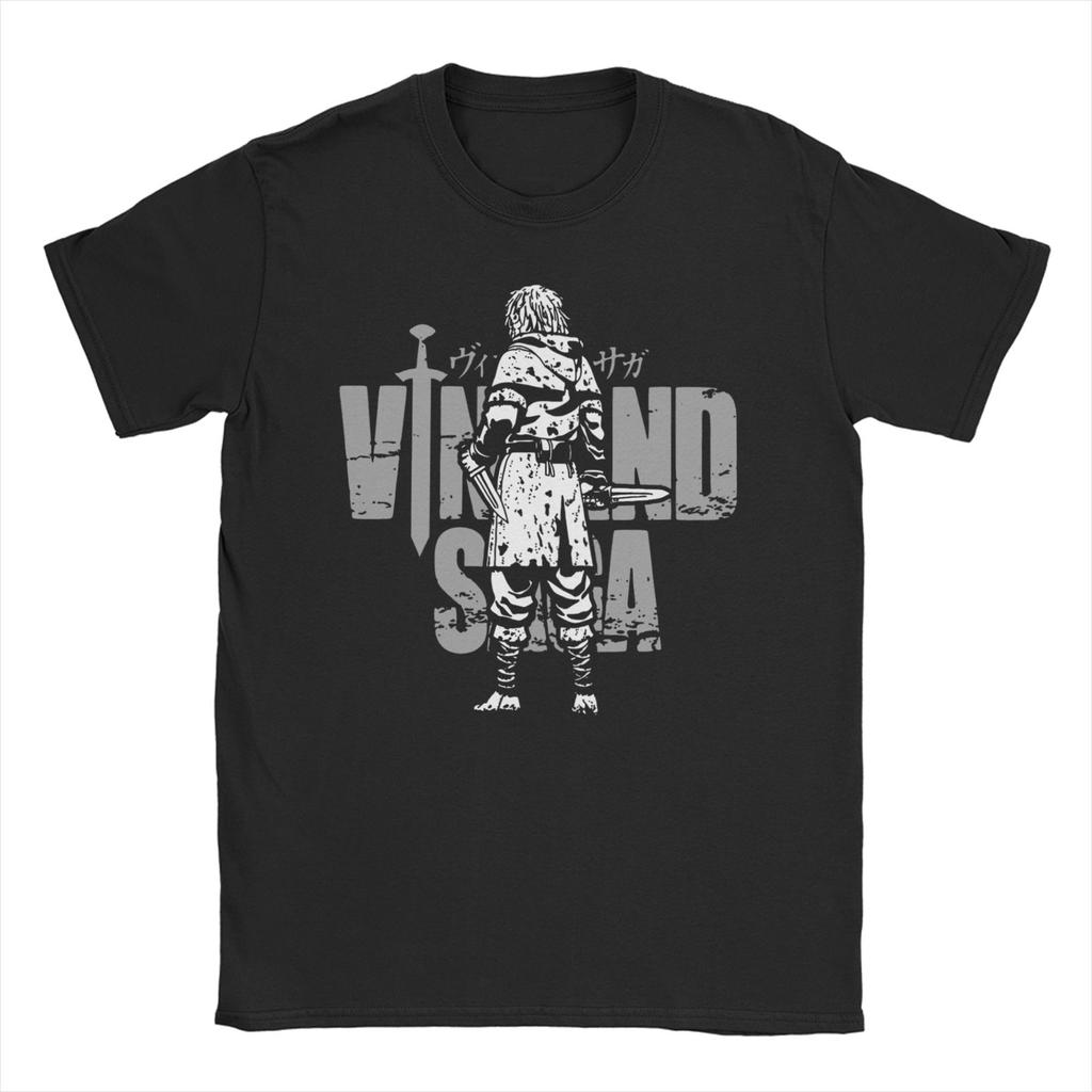 Men T-Shirt Japanese Thorfinn Karlsefni Vintage Cotton Tees Short Sleeve Vinland Saga T Shirts Round Collar Clothes Graphic