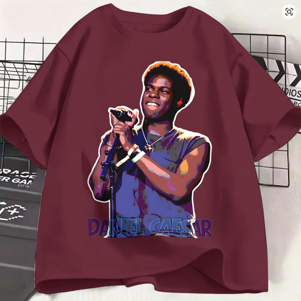 Daniel Caesar Tshirt Summer Hippie T Shirts Unisexs Cotton Crewneck Oversized Clothes Short Sleeve Y2k Fun Tops
