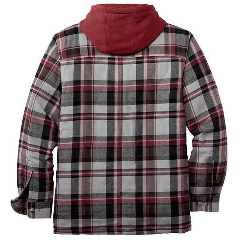 Men's Autumn/Winter Plaid Hooded Cotton Jacket 