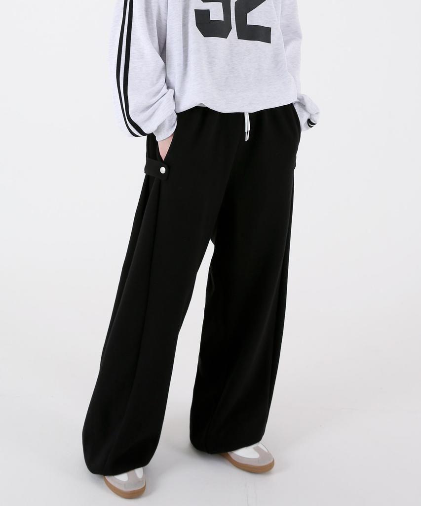 UMM Women'S Snap Button Adjustable Hem Wide Training Pants 5 Colors