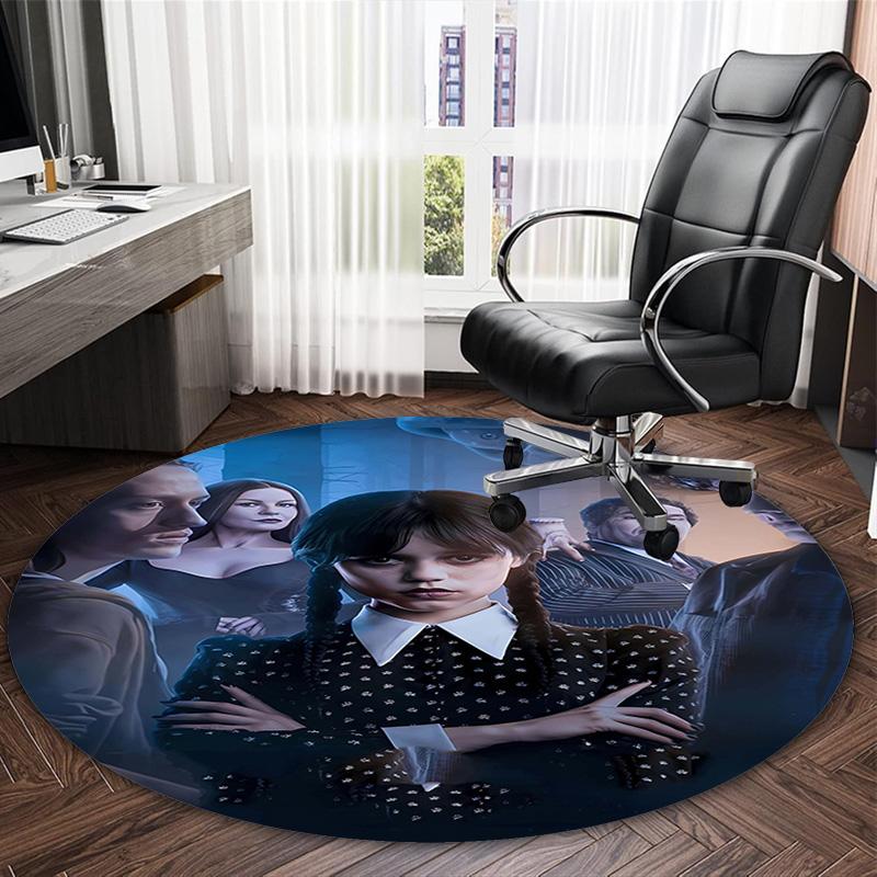 1pc Addams Family Wednesday5 Print Round Carpet Chair Round Carpet Suitable for Bedroom Living Room Home Decorative Carpet