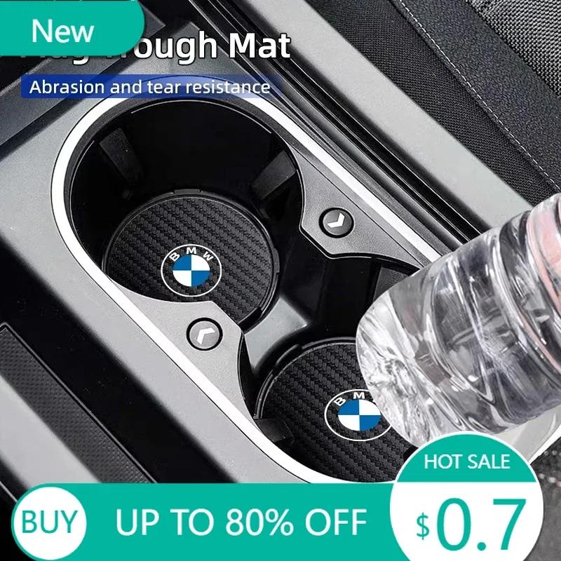 New Car Carbon Leathe Coasters Pads Centre Console Cup Non-Slip Mats For BMW E46 E90 E60 F10 E39 F30 E36 F20 E87 E90 E70 E