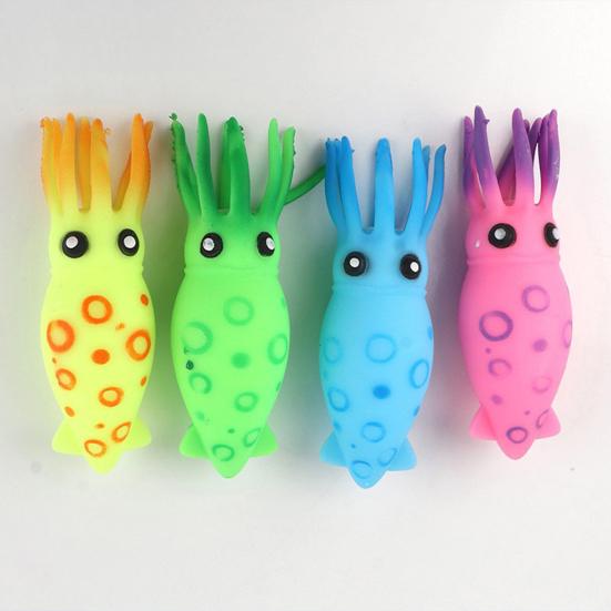 Stressball Süß Hohe Elastizität Tintenfischform Helle Farbe Tintenfisch Kneten Stressabbau Fidget Sensorisches Spielzeug Tägliche Nutzung