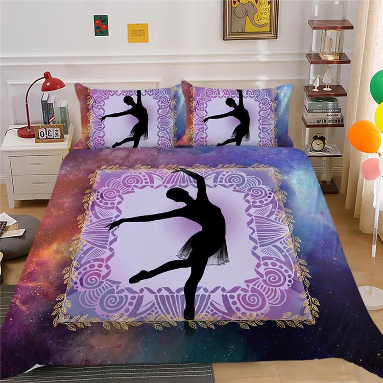 Shopify Polyester Bedding Two Three Piece Digital Printing Dance Silhouette