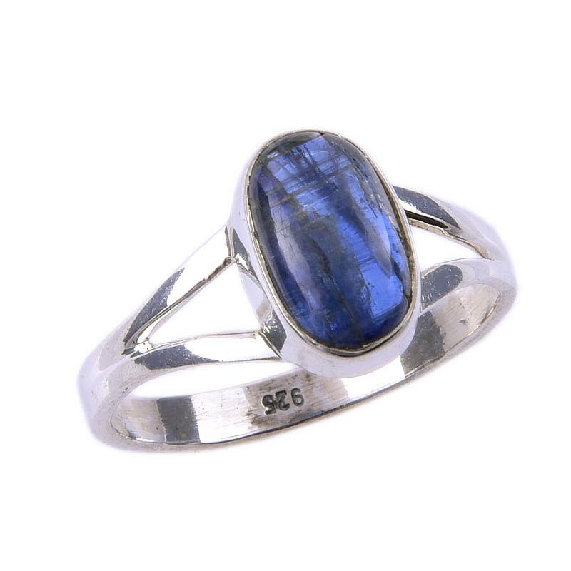 Bague en argent massif 925, pierre précieuse naturelle de cyanite, faite à la main, taille 8, M2B03