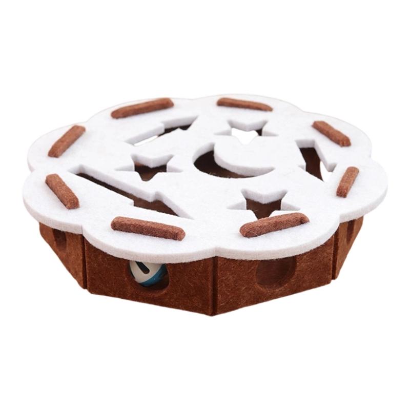 

Stimulates Curiosity Felt Puzzle Toy Cats Chew Resistant Durable With Multiple Holes And 2 Bells Ball белый
