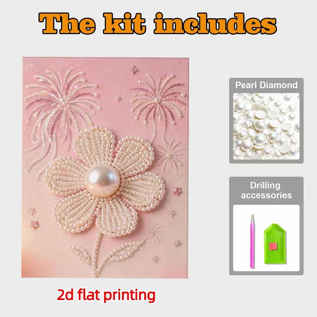 Pearl Flowers and Fireworks DIY Diamond Art Kits 15.7x19.6inch Gem Art Diamond Painting Kits Without Frame for Adults Gift Idea Home Wall Decor