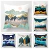 Nordic Mountains Moon Sunrise Metal Painting Pillowcase Sofa Decoration Cushion Cover 40*40 Home Decoration Cushion Cover 60*60