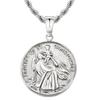 New Coin Jewelry Necklace Men Women Waterproof Compass Lion ST CHRISTOPHE 18K Gold Plated Stainless Steel Coin Necklace Pendant