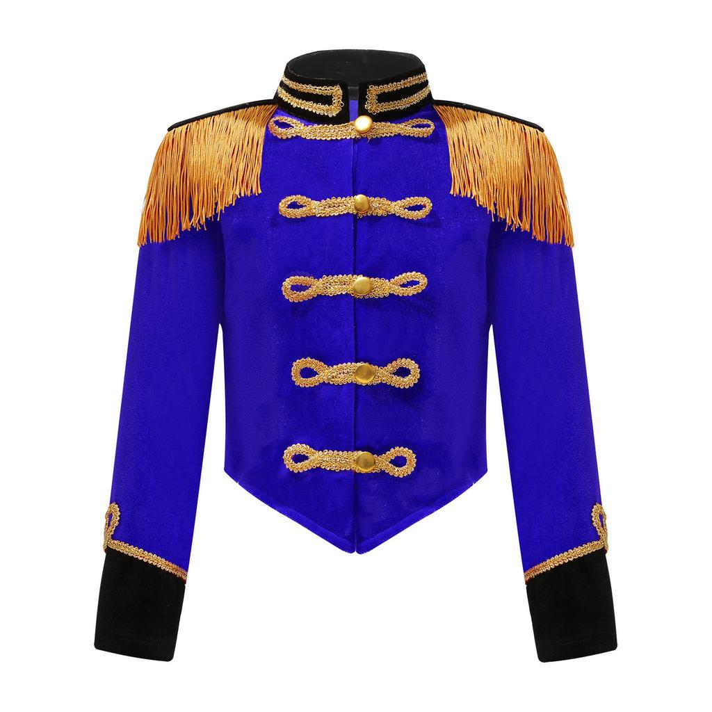 Costume Cosplay Direttore del Circo di Halloween per Bambini Ragazzi Ragazze Giacca a Maniche Lunghe con Frange e Nappe Costumi Schiaccianoci Tamburino Maggiore