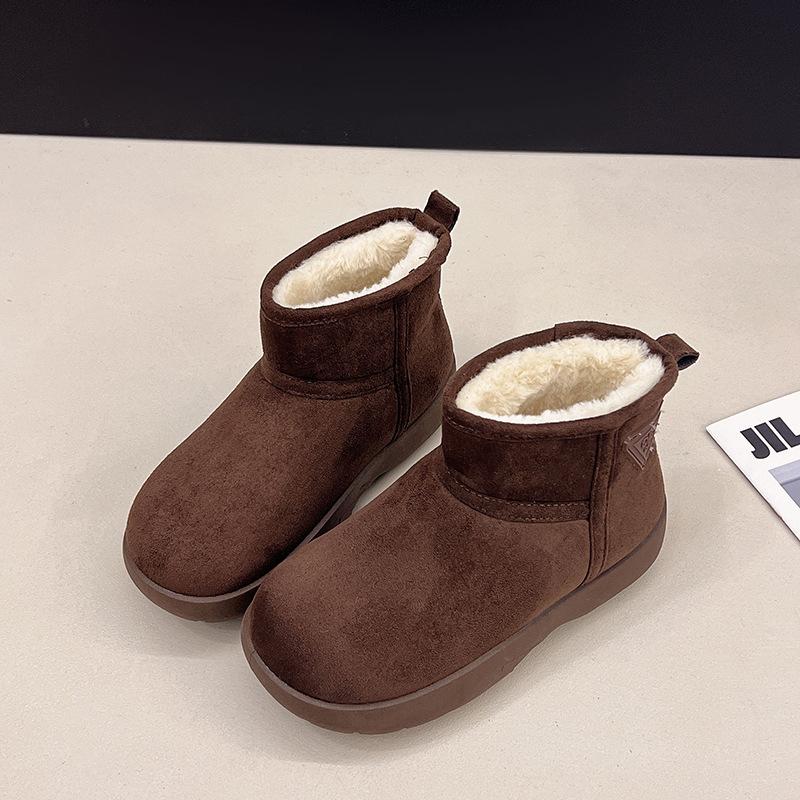 Thick-soled small potato snow boots for women, new winter models, velvet to keep warm, fur integrated, and cotton shoes for women 40 темно-коричневого