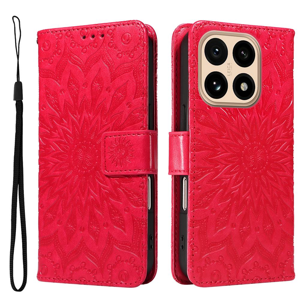 For Xiaomi 15T Leather Wallet Case Sunflower Imprinted Phone Cover