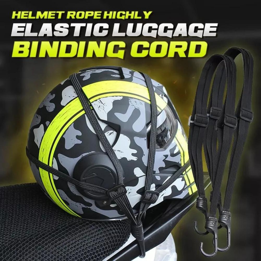 60/90cm Motorcycle Elastic Helmet Luggage Rope Shelf Binding Belt Retractable Elastic Binding Rope Fixing Rubber Band Accessory