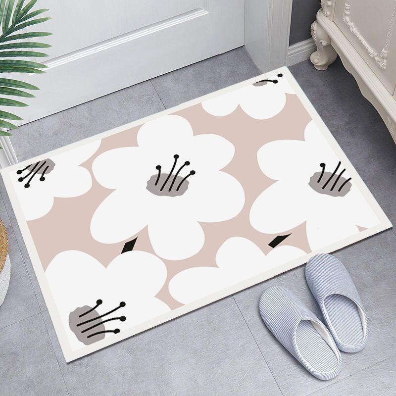 Diatom mud non-slip water absorption Finnish designer Nordic fresh flower bathroom bathroom entry decoration foot pad