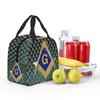 Custom Freemason Square & Compass Gold Masonic Thermal Insulated Lunch Bag Women Resuable Lunch Tote for Picnic Storage Food Box