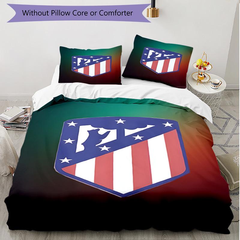 Set copripiumino 3 pezzi (1*Copripiumino + 2*Federe, Senza Nucleo), Set Biancheria da Letto Morbido Stagione Unica Atletico Madrid Print, Regalo Decorazione Camera da Letto