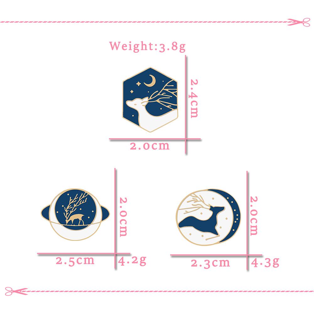 Blue White Elk Series Lapel Pins Animal Deer Romantic Starry Sky Brooch Cute Exquisite Bag Enamel Badges Christmas Jewelry Gifts
