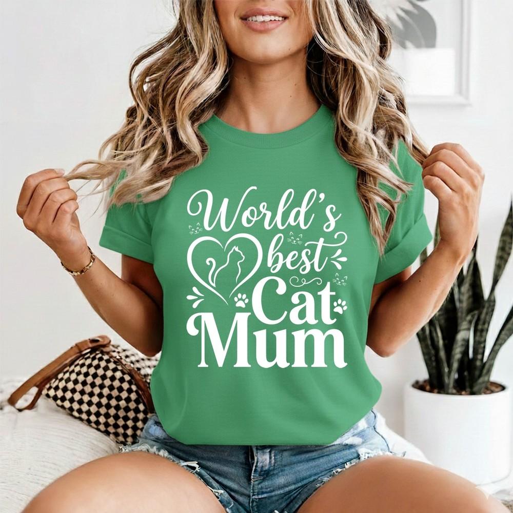 Cat Mum Heart Unisexs Tshirt Cat Lover Pet Owners Graphic Tee 2XL