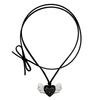 OTHER-worldly Heart Wings Pendant Necklace [Black]