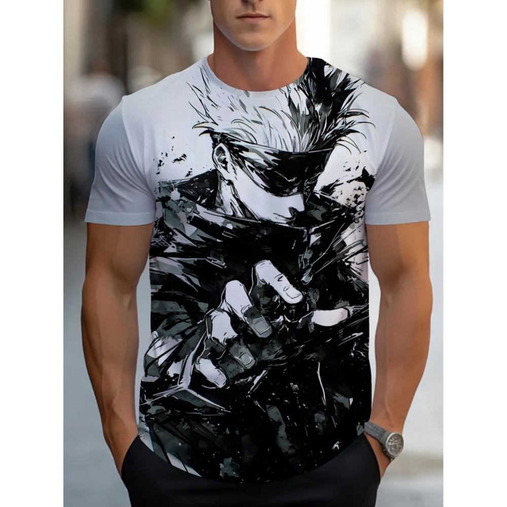

Men s Anime All Over Print T Shirt Summer Casual Short Sleeve Tee S