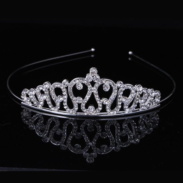 Korean Style Rhinestone Princess Tiara Headband for Children, Student Performance Hair Accessory.
