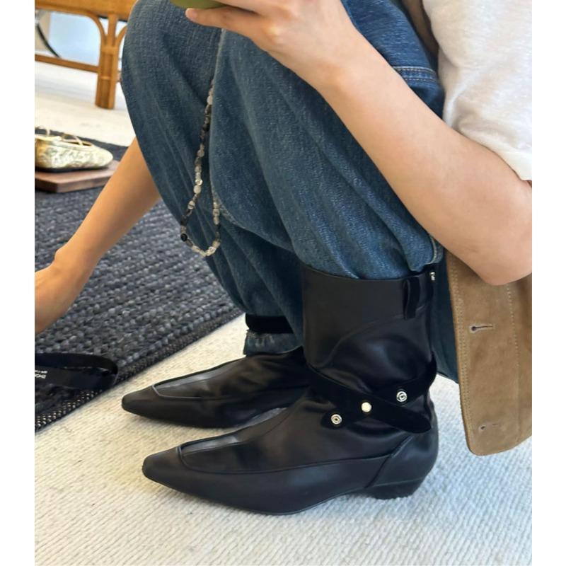 Версия из овчины ретро нишевые остроносые каблуки ковбойские сапоги средней высоты женские новые тонкие сапоги короткие сапоги 40 8380₽