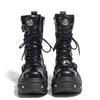 Punk Style Women Shoes Lace-up Platform Shoes Woman Rock Boots Metal Decor Thick Bottom Street Shot Knight