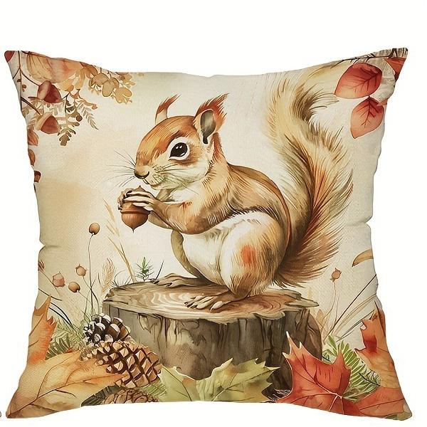 

Домашний Декор Осенней Тематики Белка и Тыква Декоративные Подушки с Рисунком Наволочка Подходит Для Дивана Спальни Автомобиля Наволочка 45x45cm