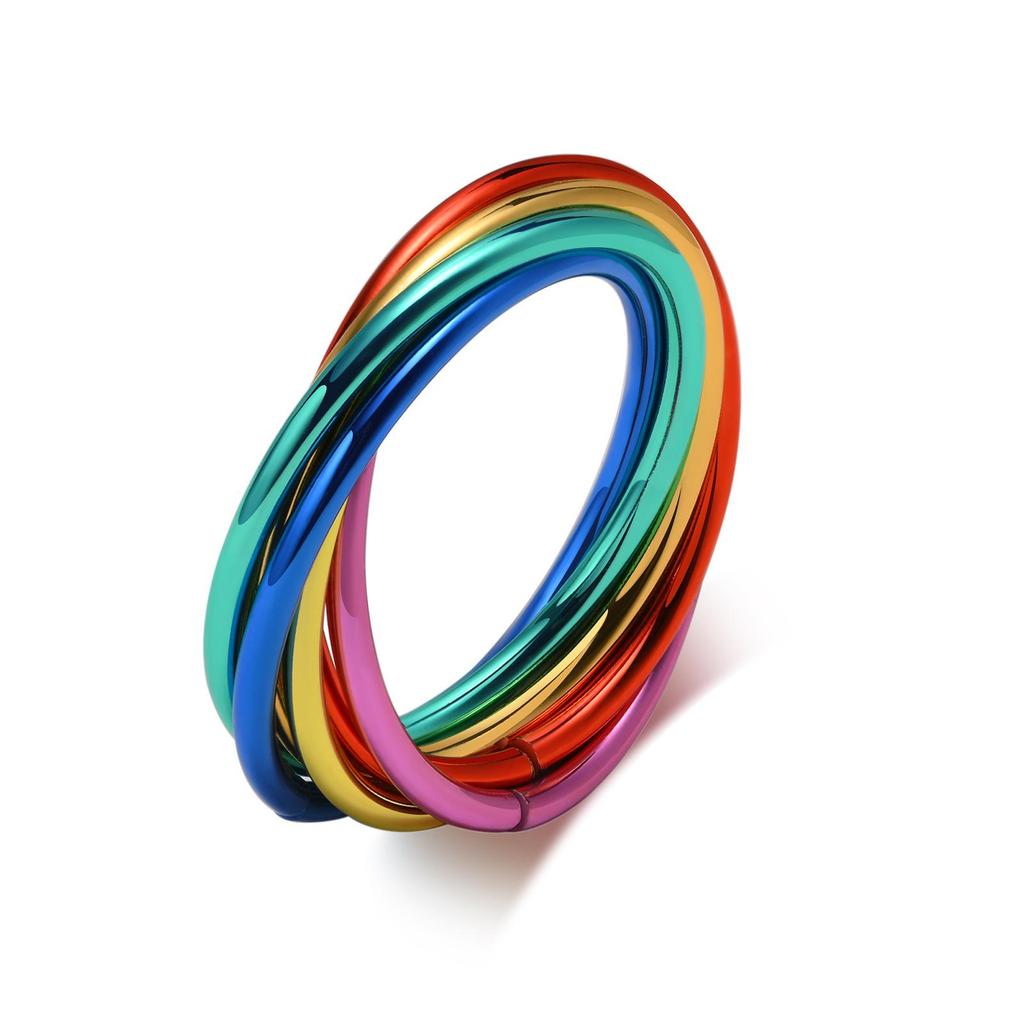 Colorful Stainless Steel 6-Ring Set for Men and Women - Fashionable and Unique Jewelry, R-599