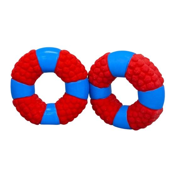 Dog Oral Care Toys Lifebuoy Ring Toy, Latex Squeaky Chew Teeth Pet Fetch Cleaning Toy for Aggressive Chewers, Interactive Training Small Medium Large