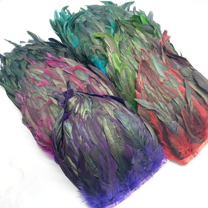 5-10Meter Natural Chicken Rooster Tail Feathers Trims Fringe Plumas Wedding Party Dress Decoration Needlework Accessories13-18cm