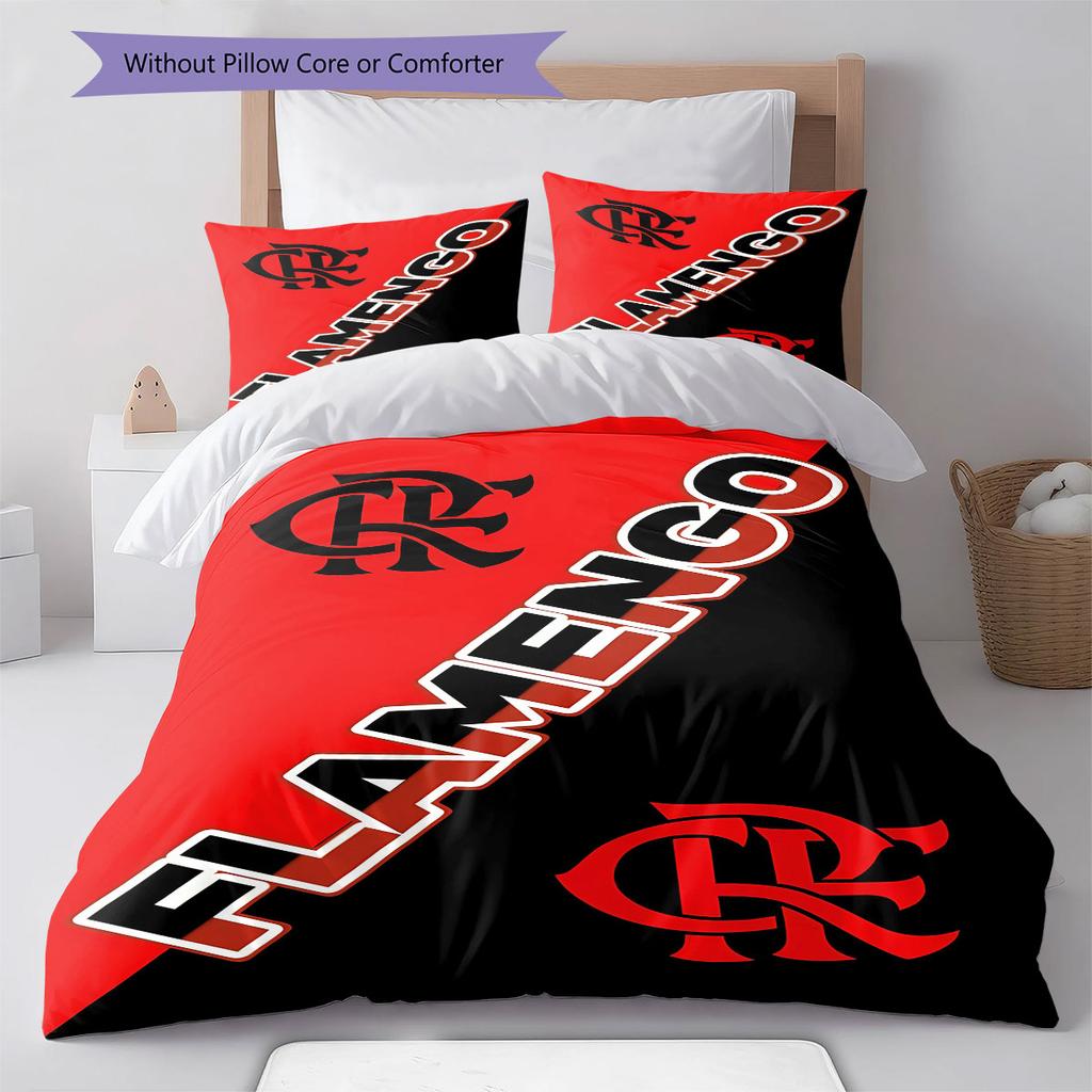 Clube de Regatas do Flamengo Pattern Bedding,Quilt Set Quilt Cover Pillowcase Home Birthday Gift(1 * duvet cover + 2 * pillowcase, without core)
