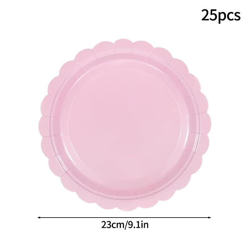 Birthday Party Tableware Set Pink Purple Disposable Paper Plates Napkins Cups Party Decor Wedding Baby Shower Party Supplies