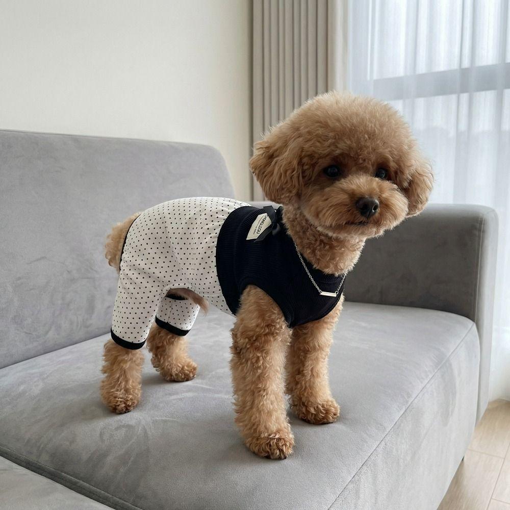 Dog Home Clothes Breathable Dog Jumpsuit Polka Dot Thin Comfortable Four Legged Pet Clothing Cute Dog Overalls Daily Walk