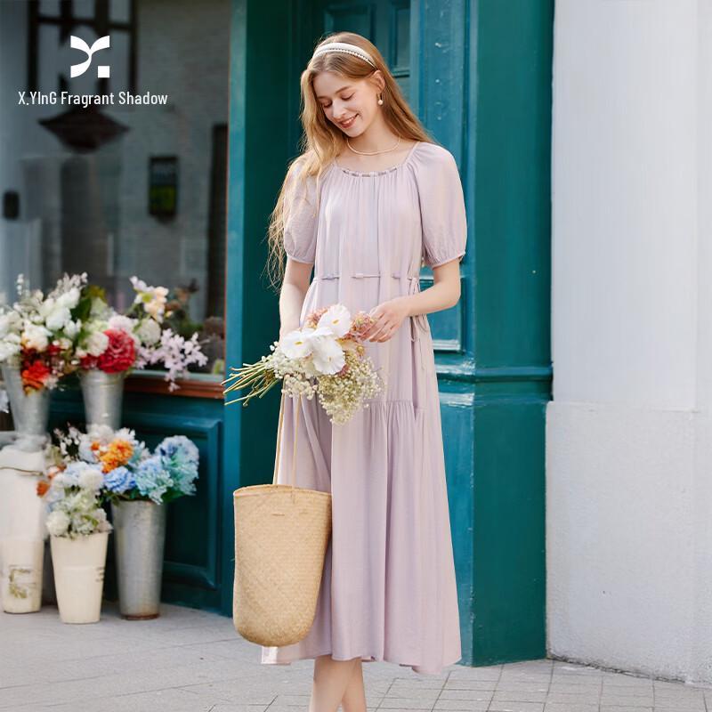 Women s Elegant Puff Sleeve U-Neck A-Line Dress XL