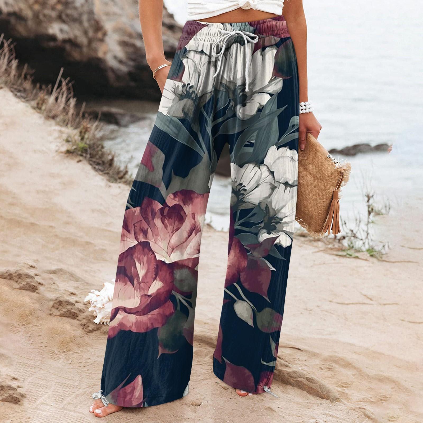 

Женские повседневные свободные хлопковые льняные широкие брюки с высокой талией и длинными брюками с карманами XXXL розовый