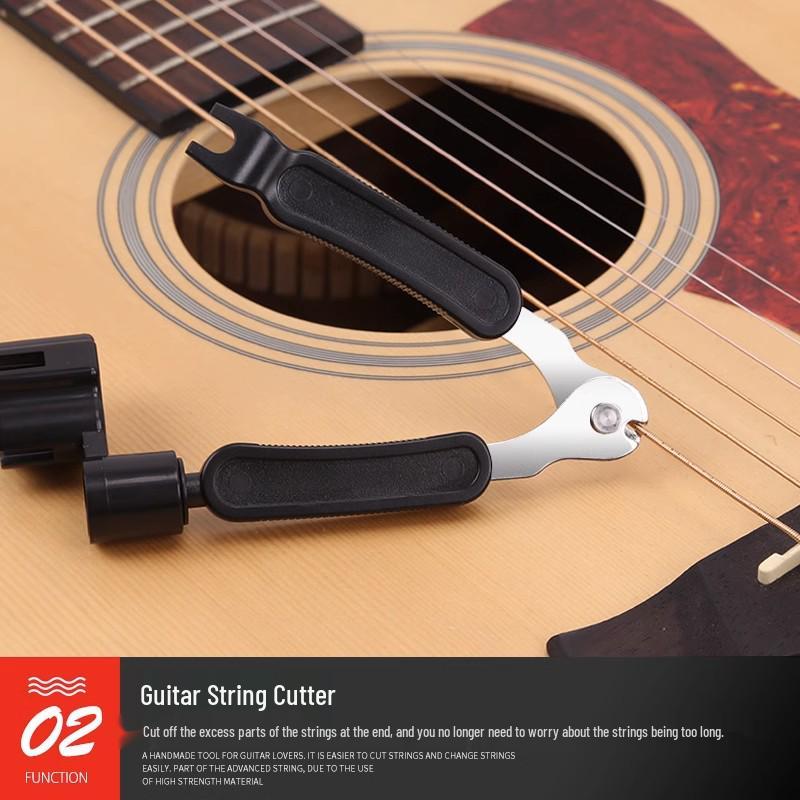 Folk Acoustic Guitar 3-in-1 Tool: String Winder, Pliers, Cutter, Peg Puller