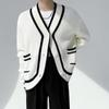 2022 Korean Style Men's Loose Knit Cardigan with Pockets - Mid-Length, College Fashion for Spring and Autumn