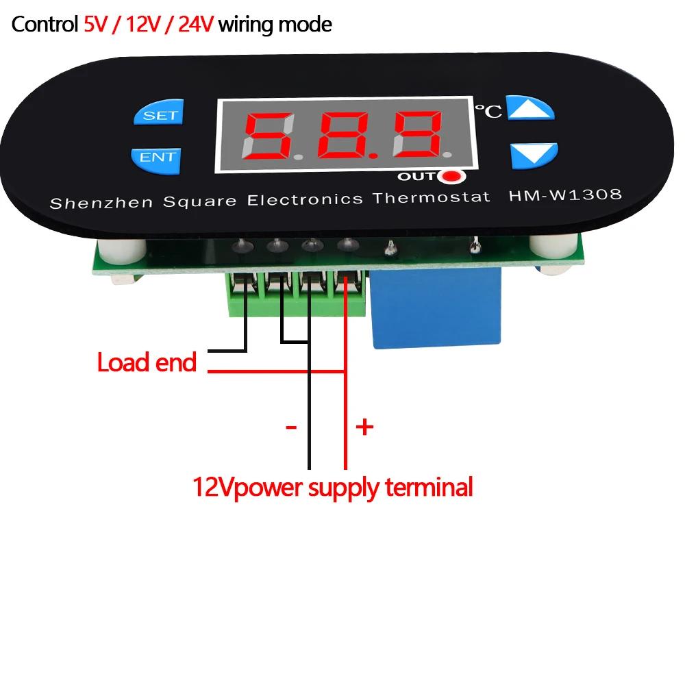 W1308 Digital Temperature Controller 12V 220V Microcomputer Thermostat Heat Cool Temp Control Electronics Thermostat with Sensor
