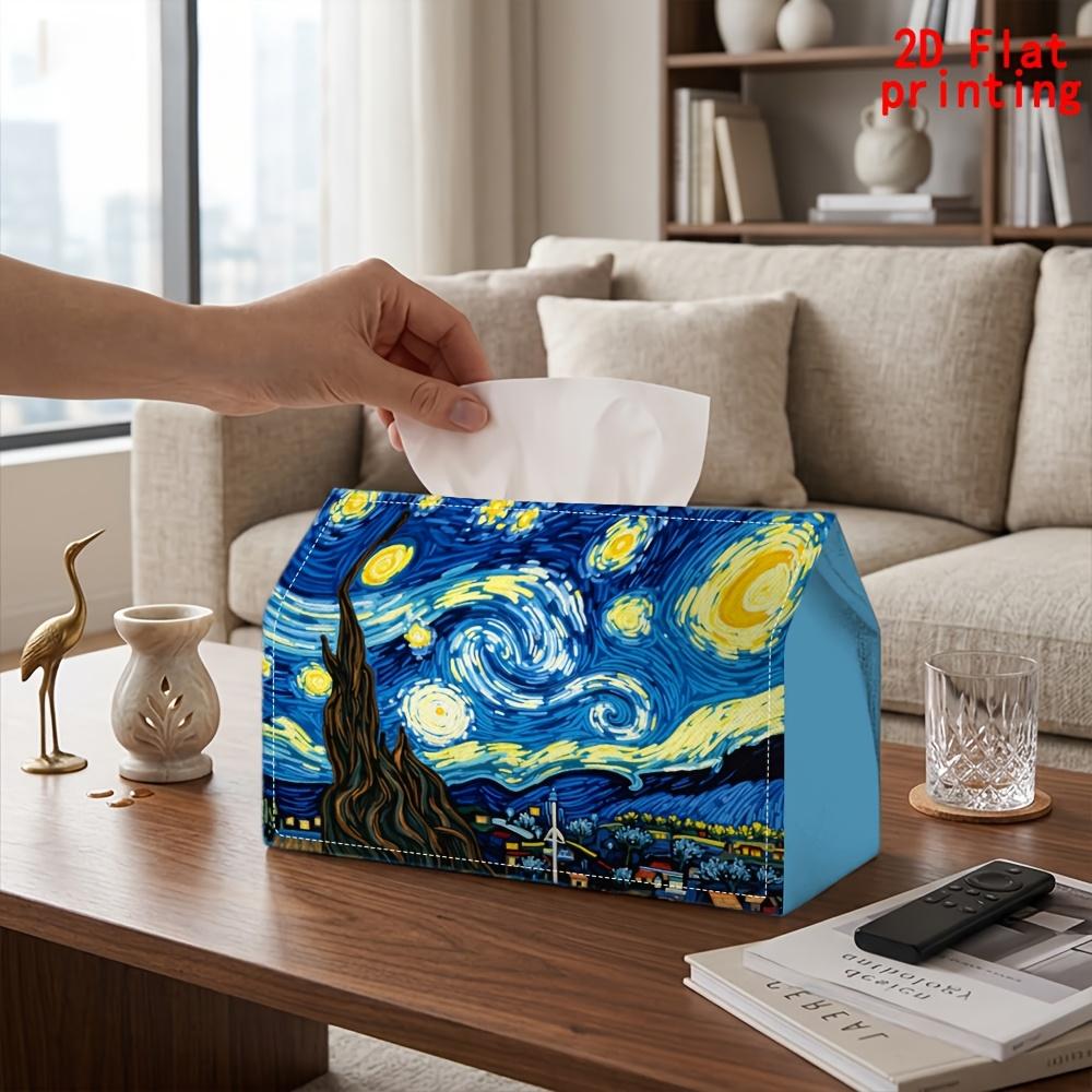 2D Flat 1pc, Tissue Box. Starry Sky Pattern Napkin Dispenser, Reusable, Daily Desktop Tissue Organizer, Suitable for Kitchen Living Room Bedroom Bathr