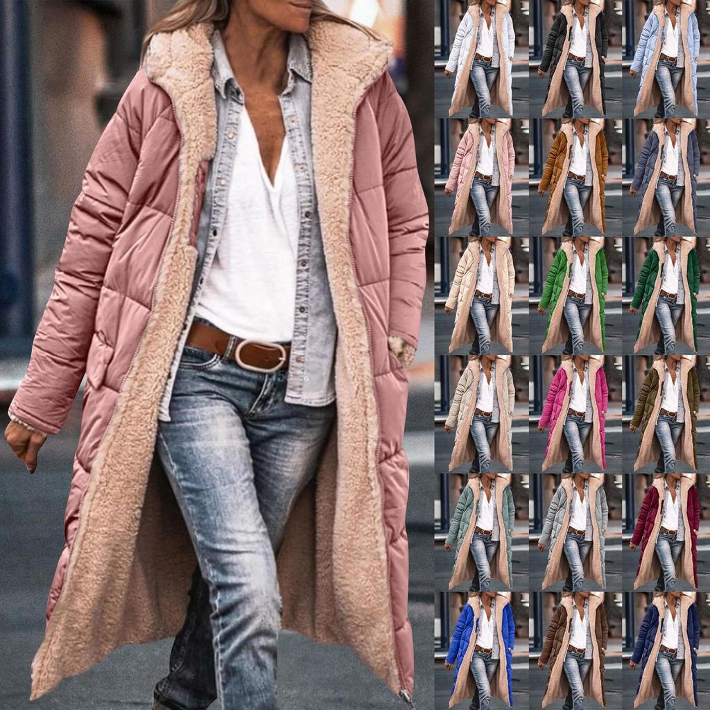 Chaqueta con capucha de manga larga reversible y diseño de patchwork elegante para mujer