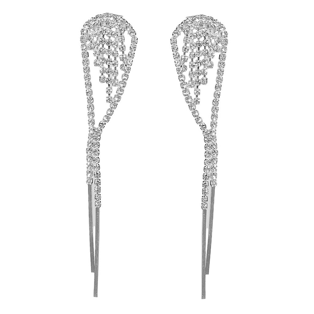 Premium long water drop earrings versatile shiny rhinestone earrings