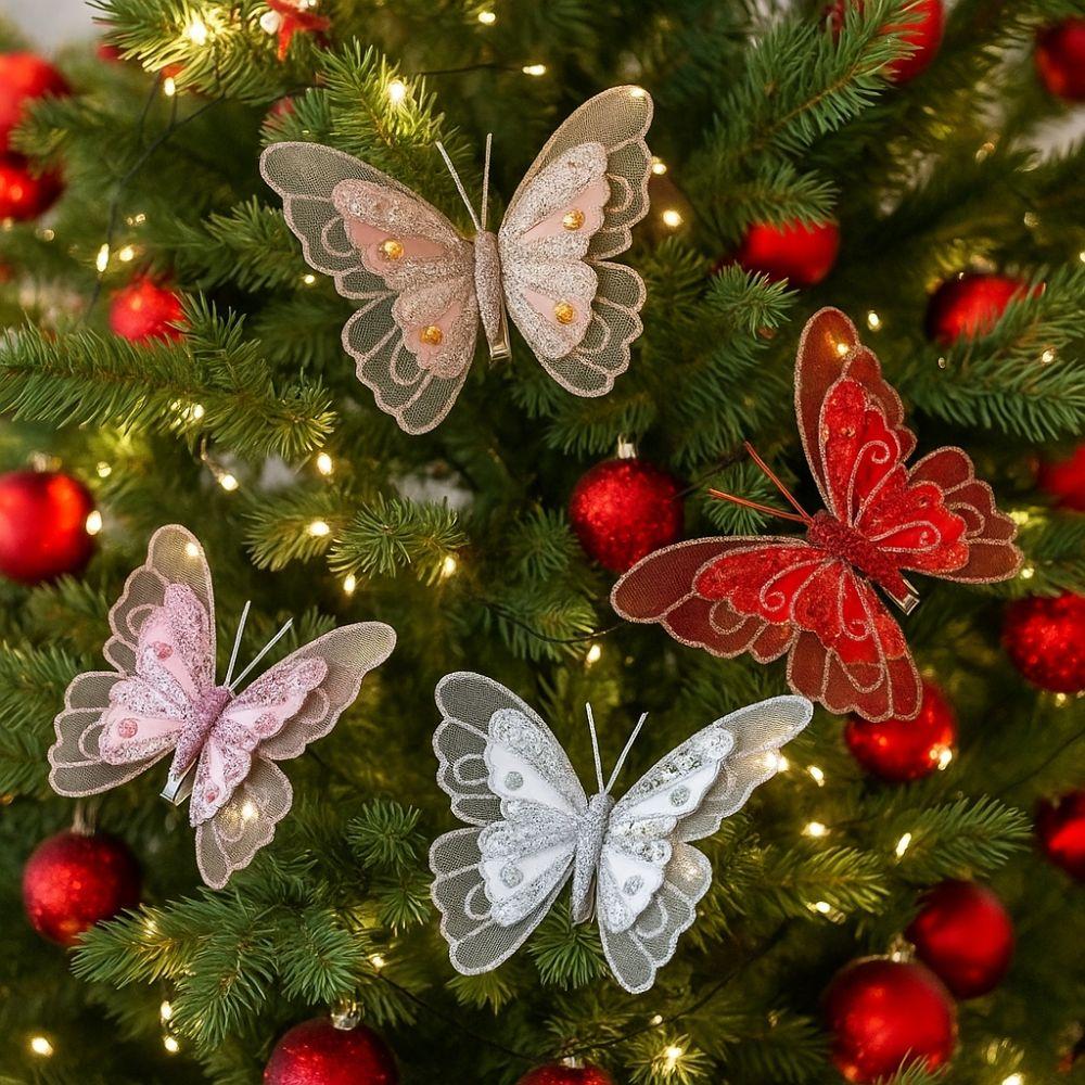 Glitter Artificial Butterfly Sequins Butterfly Tree Decoration  Home Decoration