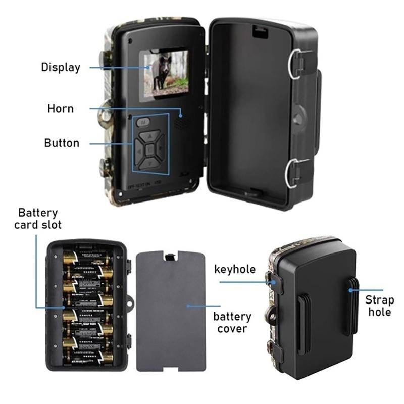 HD 1080P Hunting Trail Camera Wildlife Scouting Infrared Night Vision IP66 Waterproof HD Infrared Tracking Field Detection Camera Outdoor Camcorder