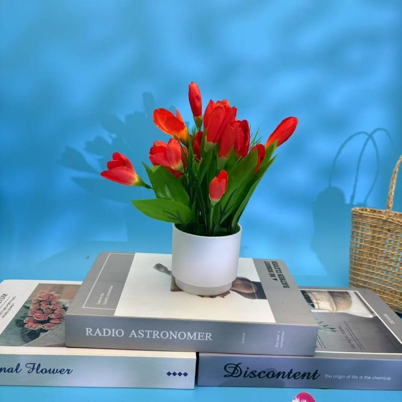 

Мини Тюльпан Бонсай Настольный Романтическая Имитация Комнатное Растение Свадебный Цветок и Зеленое Растение Украшение красный