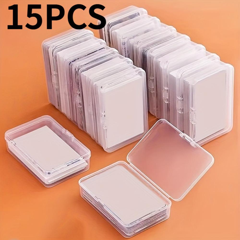

15PCS Transparent Card Boxes with Lids, Stackable Mini Storage Boxes for Storing Playing Cards, Business Cards, Cards, Clips,Etc