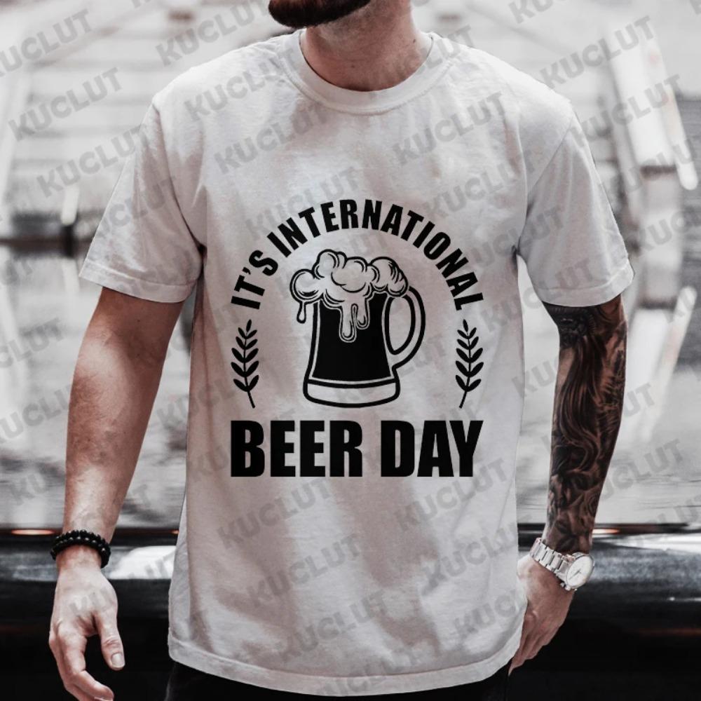 Men's T-shirts International Beer DAY Graphic Y2k Clothes Summer Short Sleeve Tees Friends Drinking Party Matching Streetwear