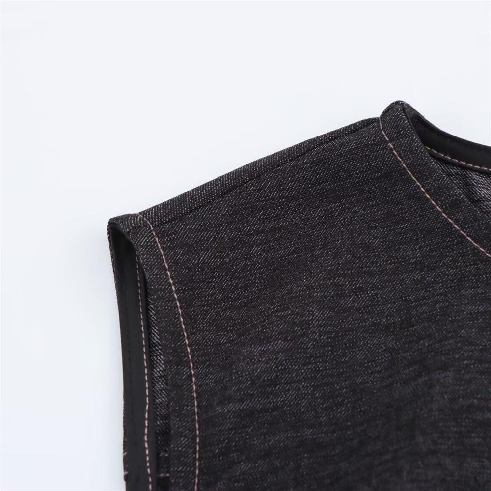 2025 Spring Women's Round Neck Sleeveless Denim-Effect Dress