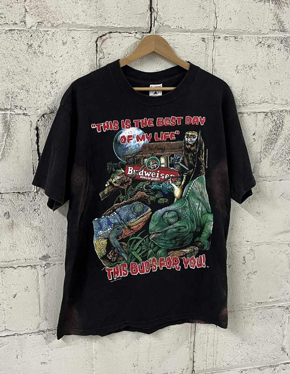 Vintage 90s Budweiser T-shirt Men s Rare Streetwear Hype Thrashed Graphic Tee M